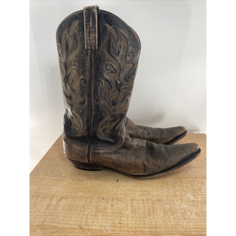 Stetson Handmade Cowboy Boots Brown Leather US Size 12 D